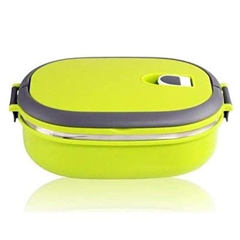 homeo single layer stainless steel rectangular lunch box with handle|Indian.